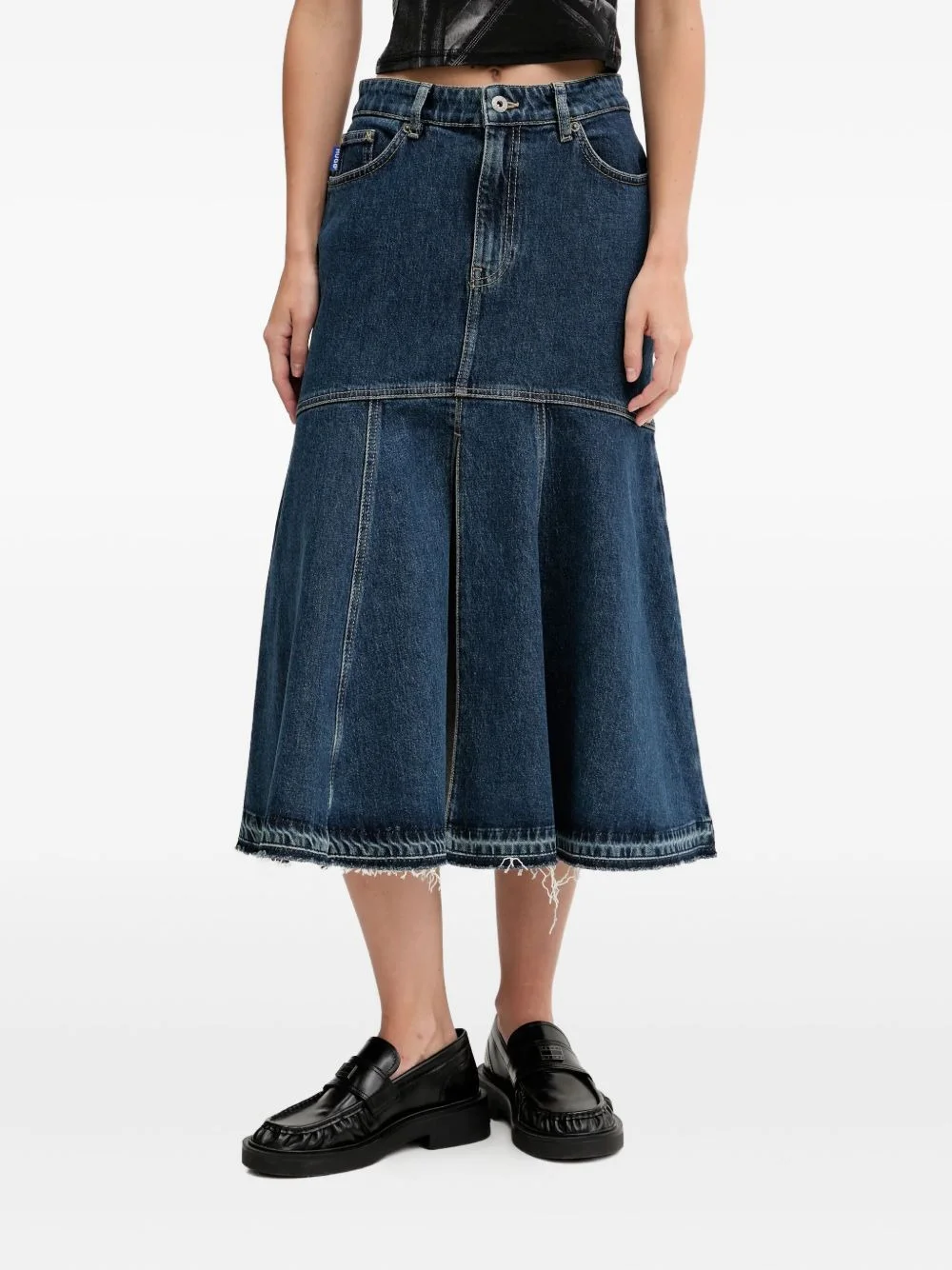 denim flared midi skirt - 1