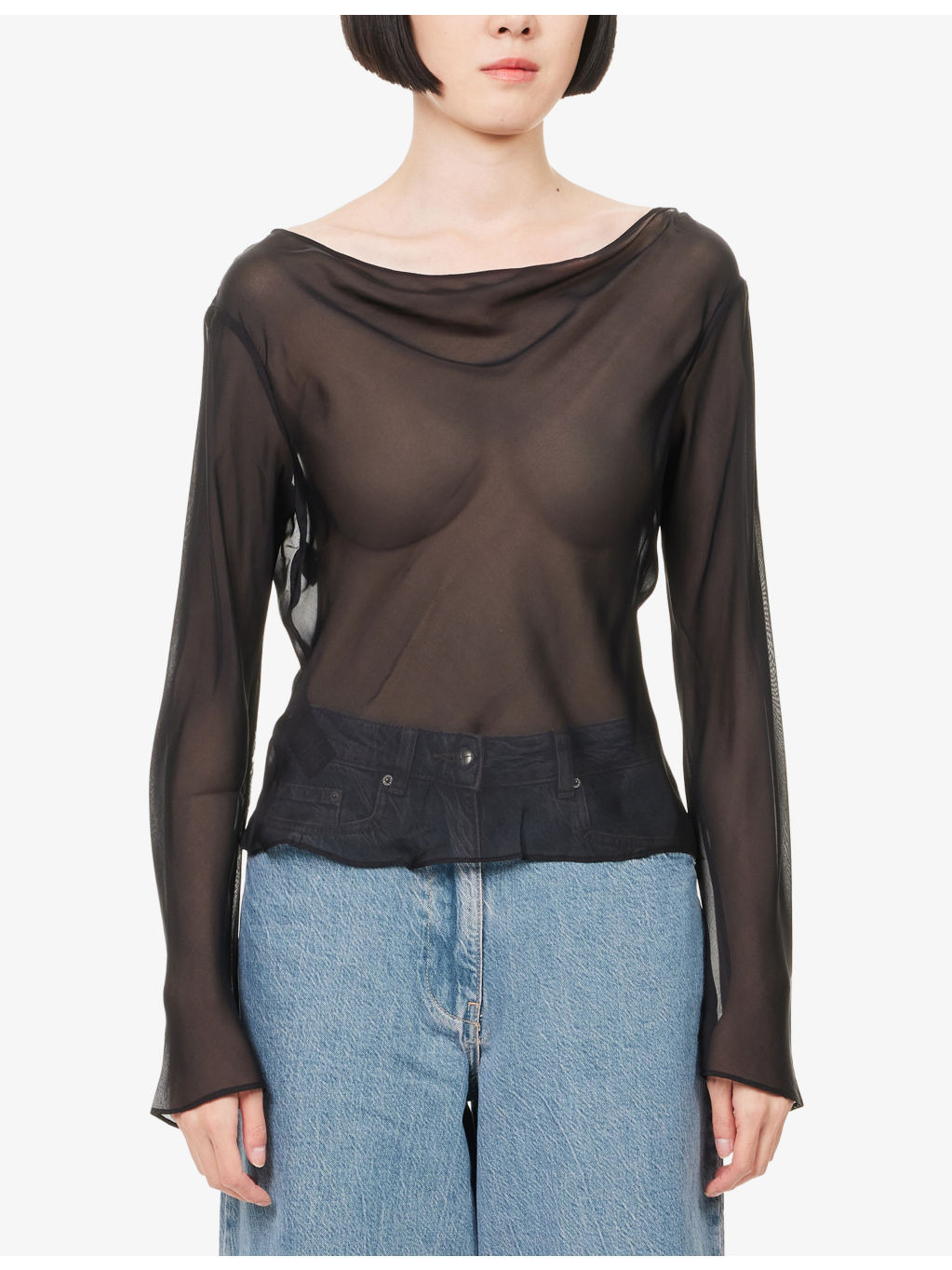 Strobe Cowl-Neck Silk Top - 3