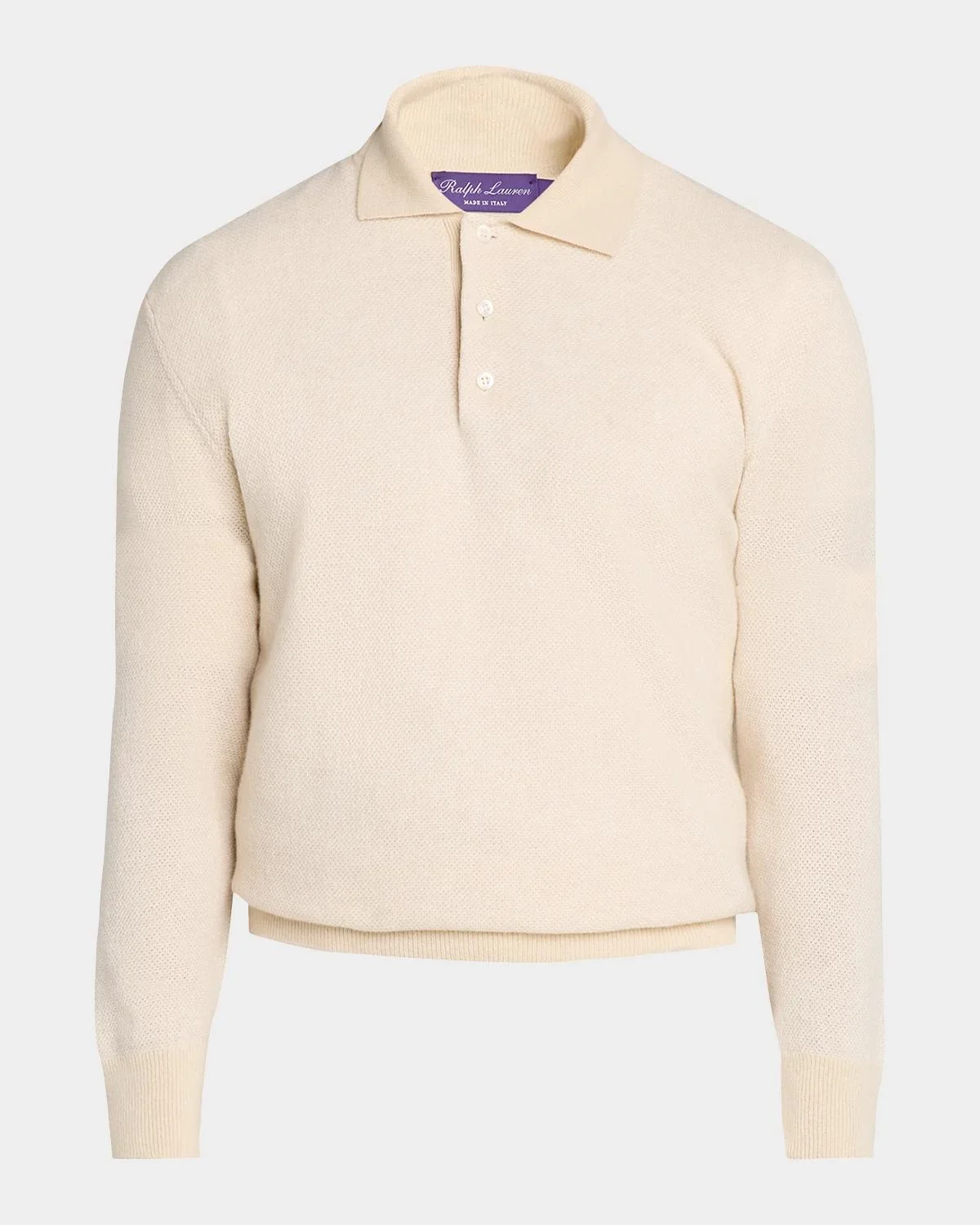 Men's Cutaway Collar Cashmere Polo Sweater - 1