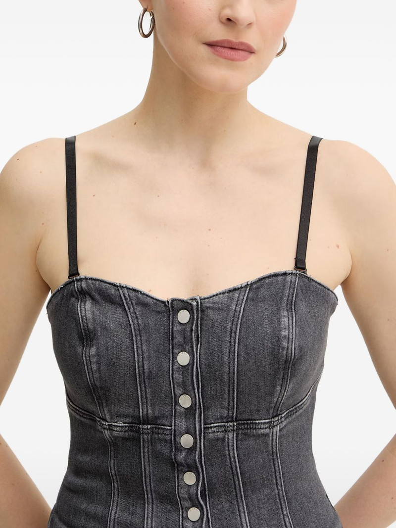 Cecile button denim corset top 4