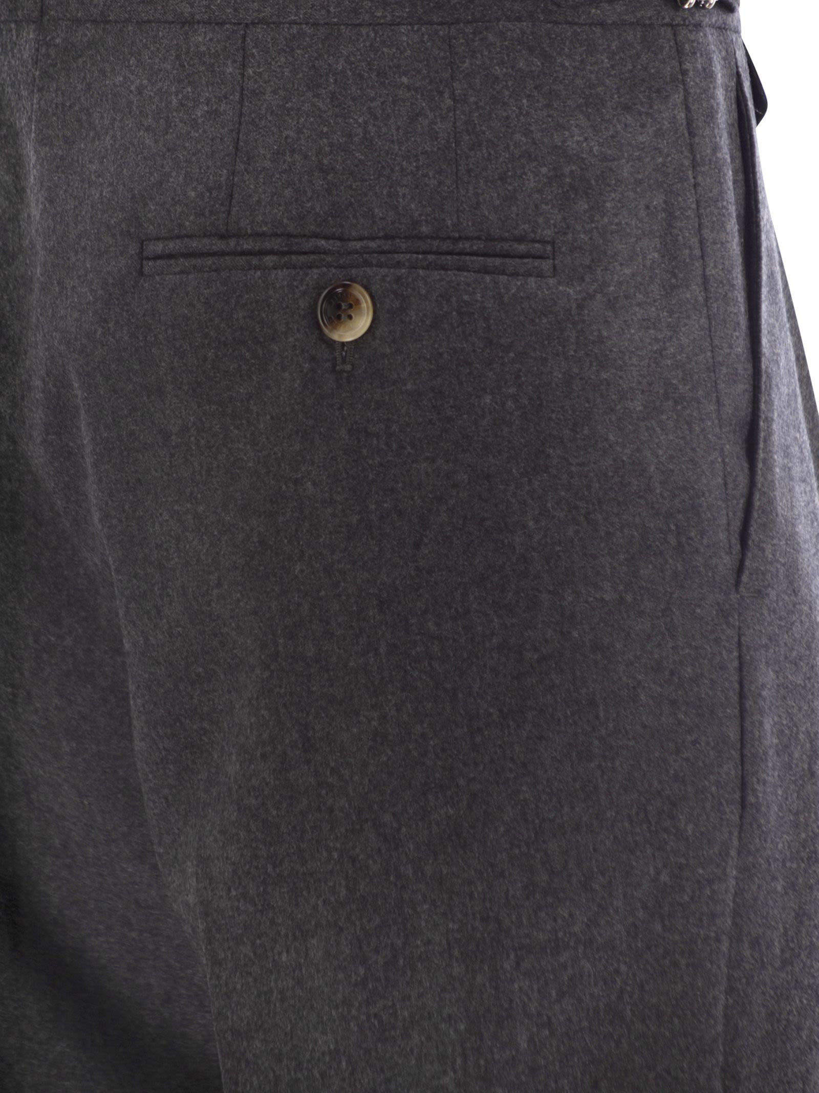 Brunello Cucinelli Men Tailor-Fit Trousers In Virgin Wool Canvas With Double Inverted Darts And Buck - 4