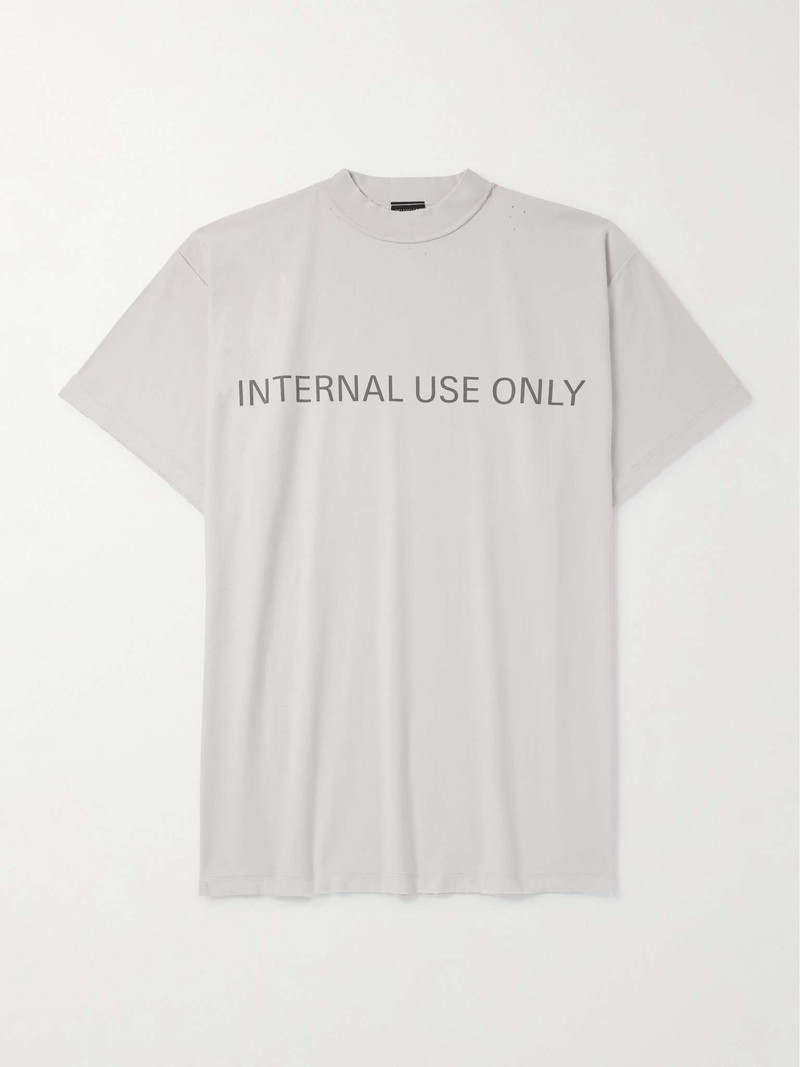 밖으로 안쪽에 크기에 의하여 강화된 로고 인쇄 Cotton-Jersey T-Shirt - 1