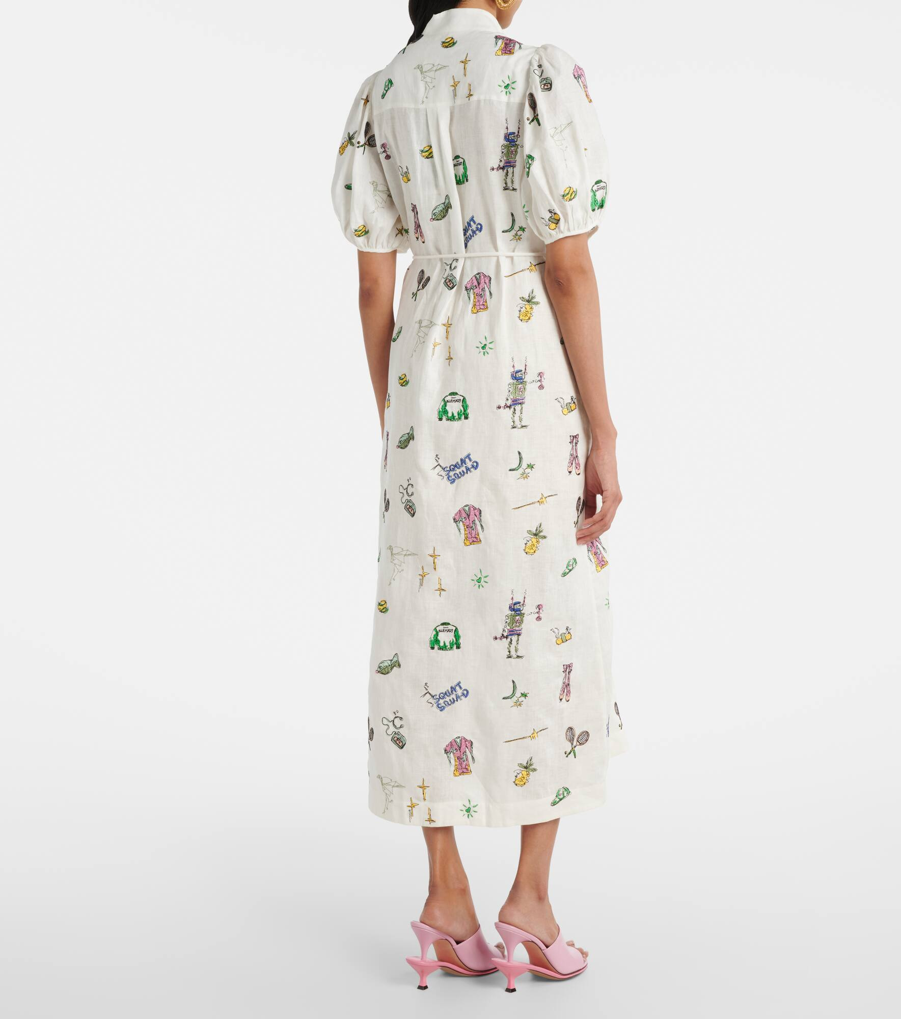 Play embroidered linen shirt dress - 3