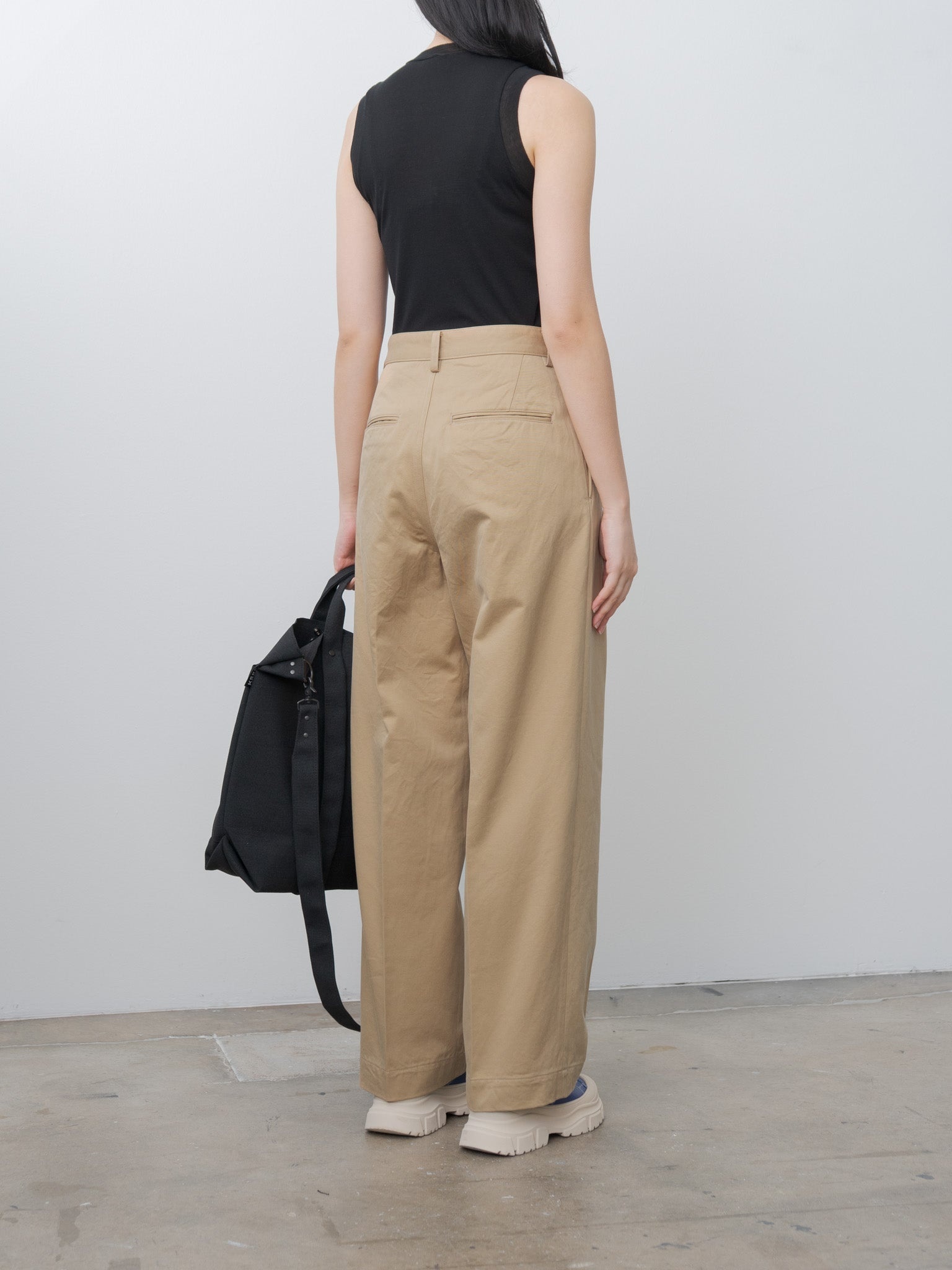 Washed Finx Chino One-Tuck Pants - Camel Brown - 4