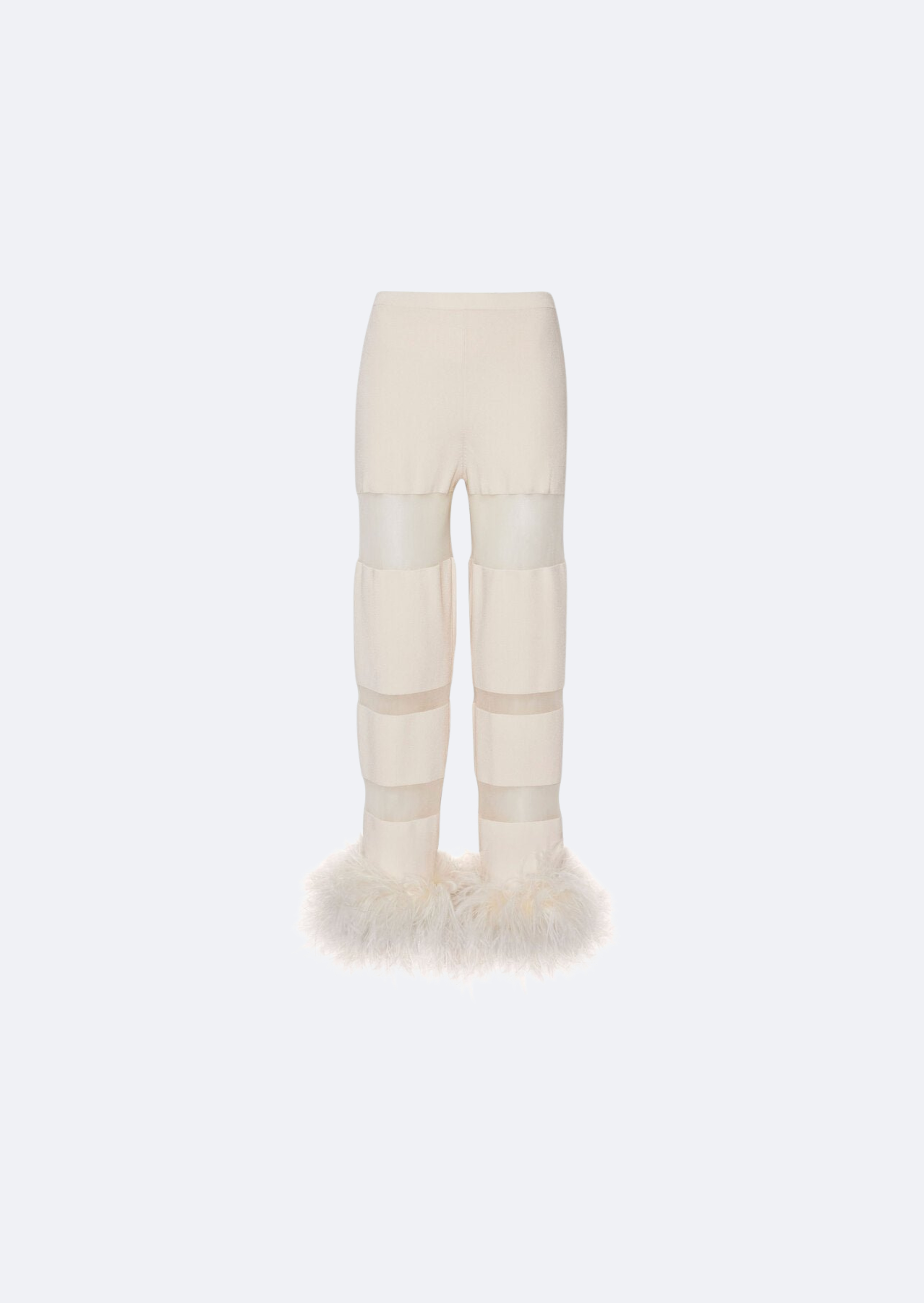 Cotton Viscose Intarsia Feather Pants - 1