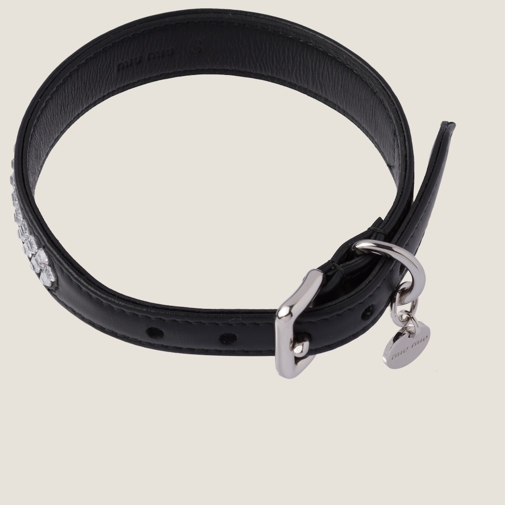 Leather and satin pet collar - 2