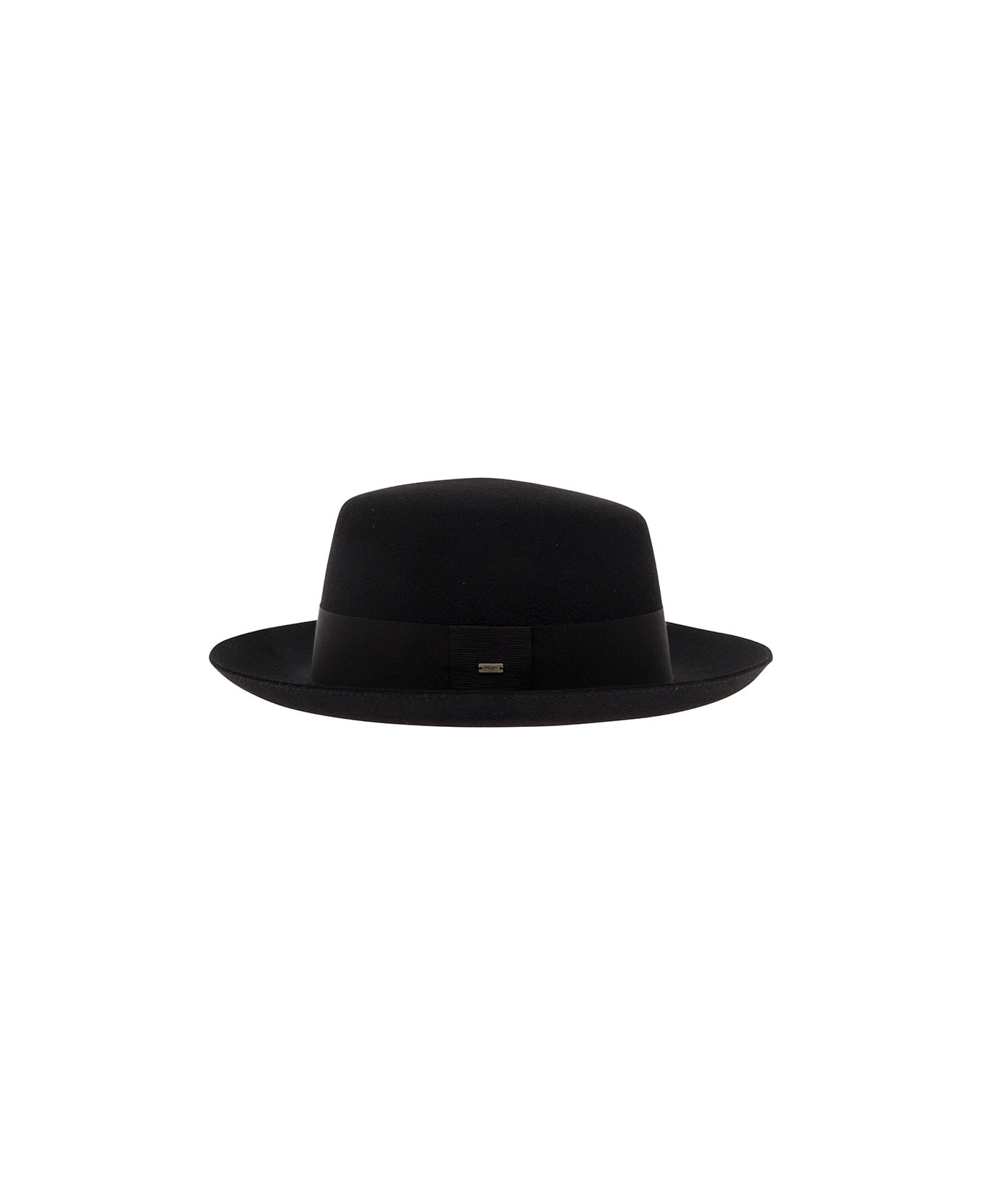 Black Fedora Hat With Logo Detail In Wool Blend Woman - 2