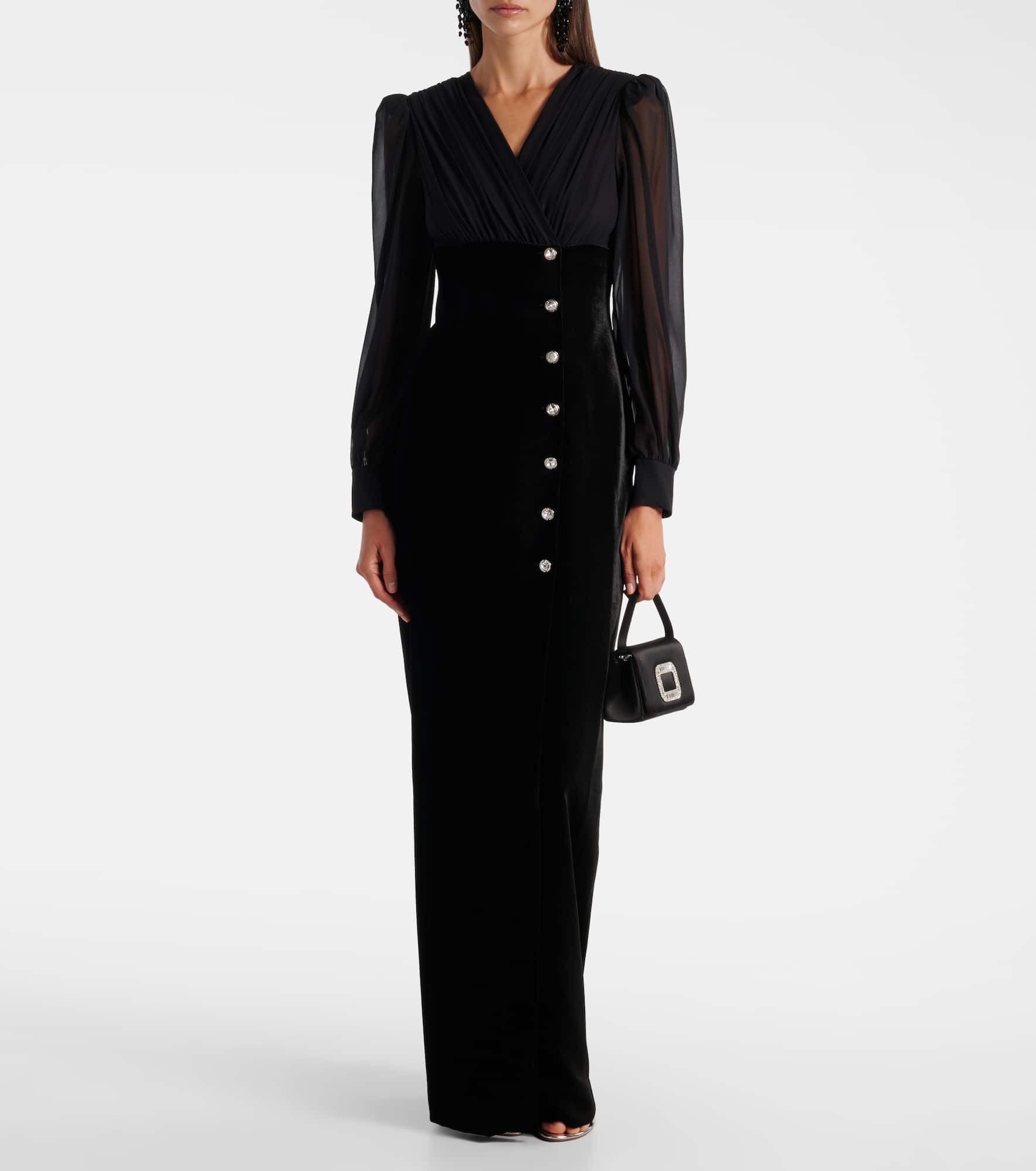 Velvet and georgette gown - 2