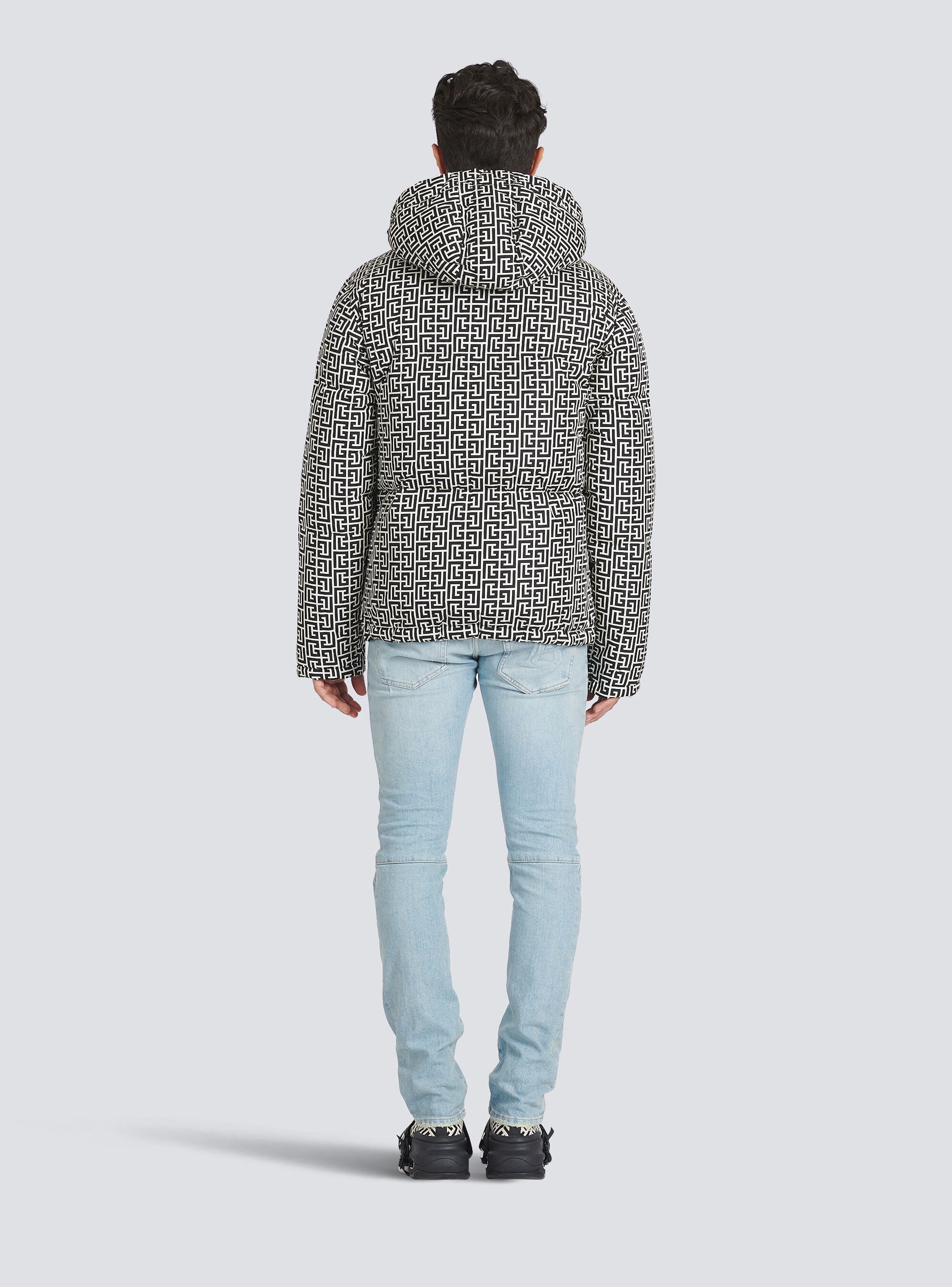 Nylon quilted coat with Balmain monogram - 3