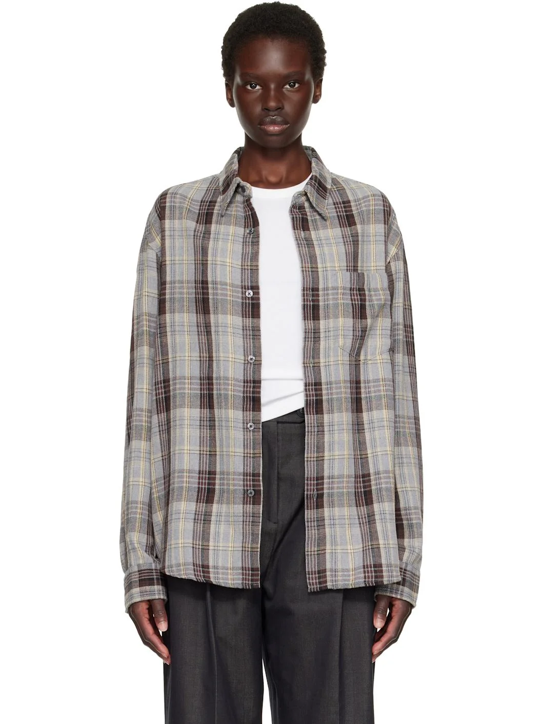 Gray & Brown Flannel Shirt - 1