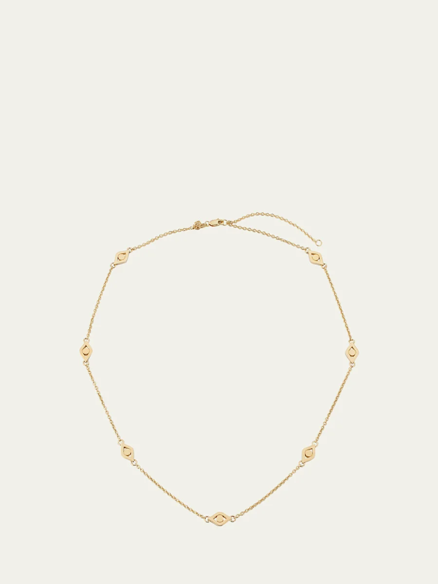 14K Yellow Gold Medium Evil Eye Chain Necklace - 1