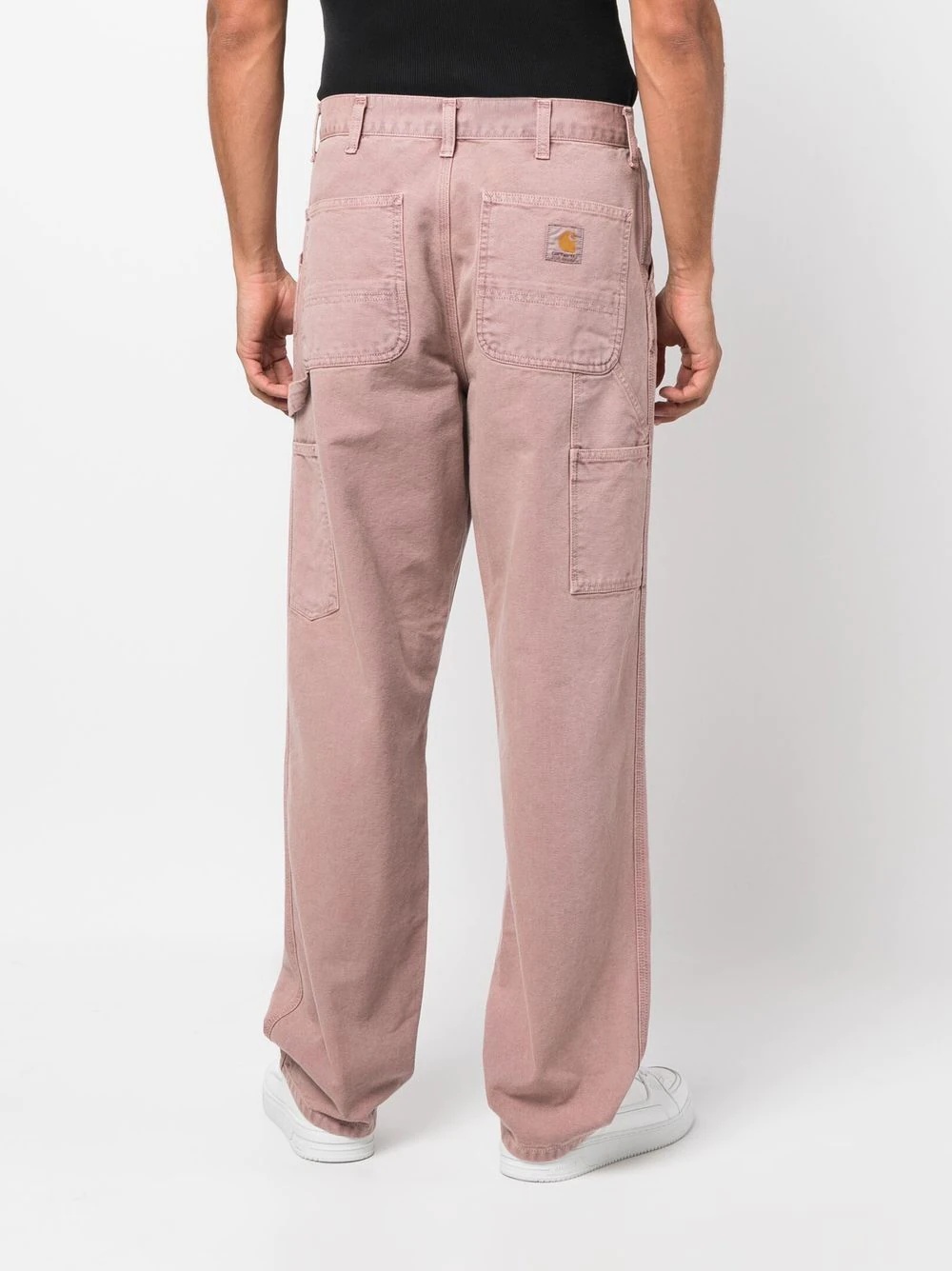 logo-patch straight leg trousers - 4