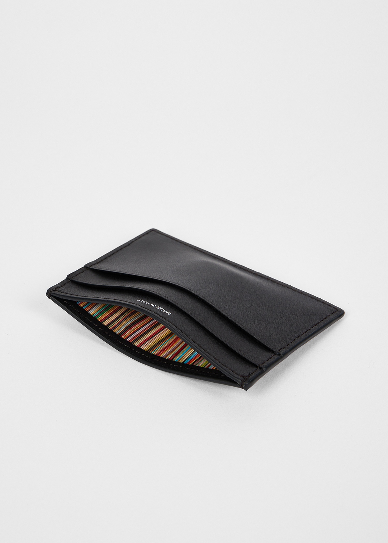 Dark Brown Leather 'Shadow Stripe' Card Holder - 3