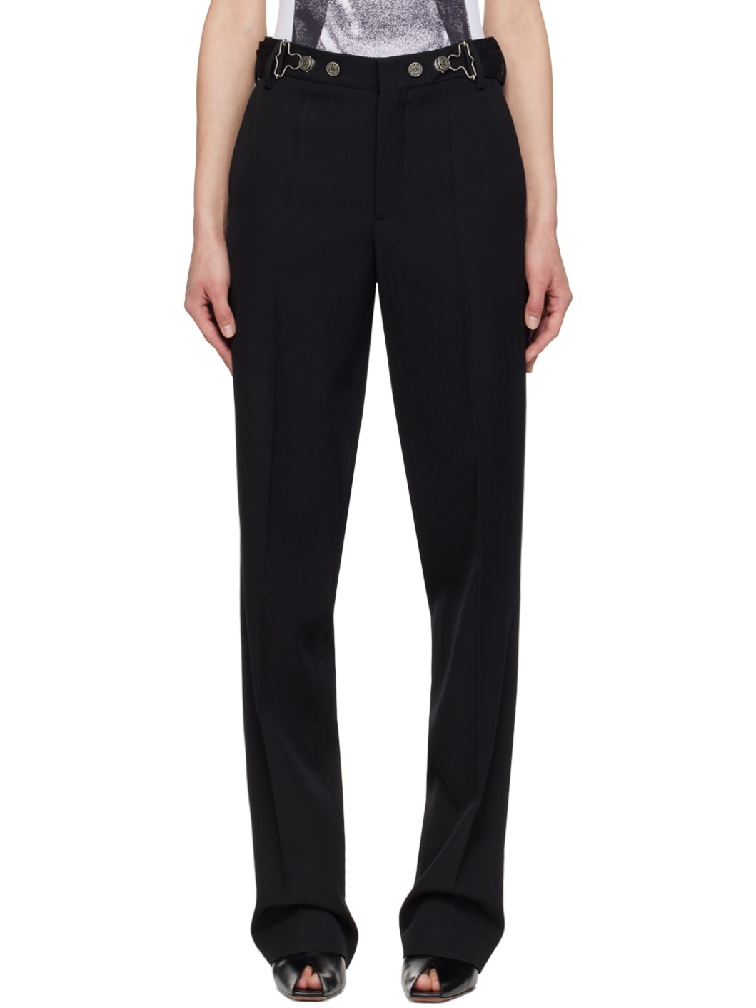 Black Overall Buckle Trousers - 1