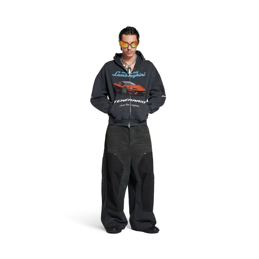 Men's Ripped Off Baggy Pants in Black/green/red - 2