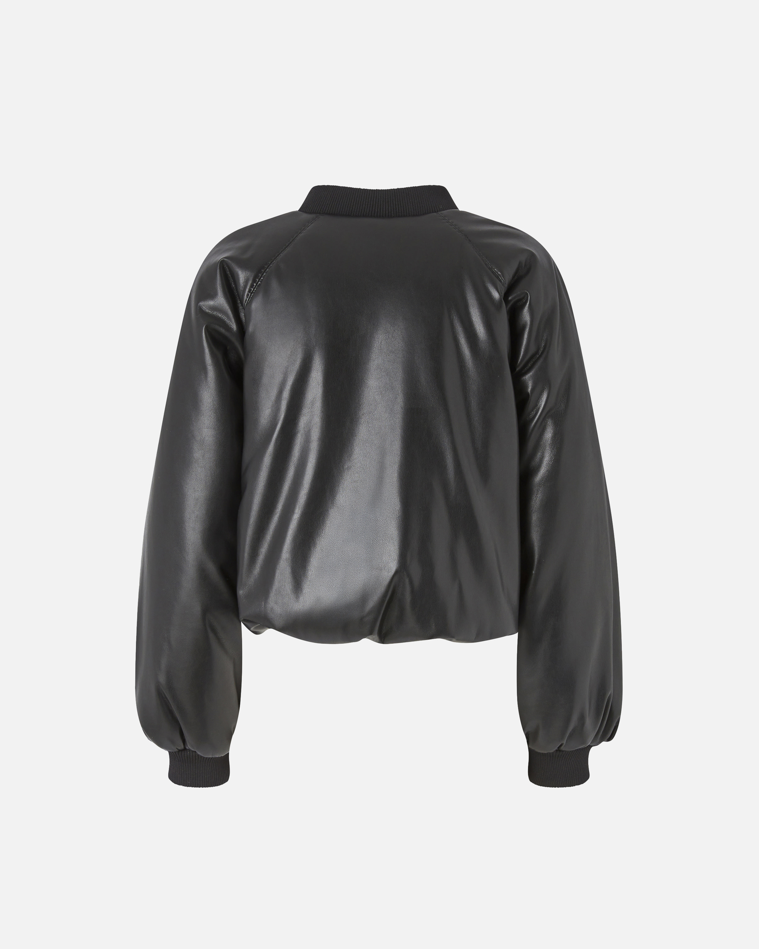 SHORT LEATHER-EFFECT BOMBER JACKET - 6