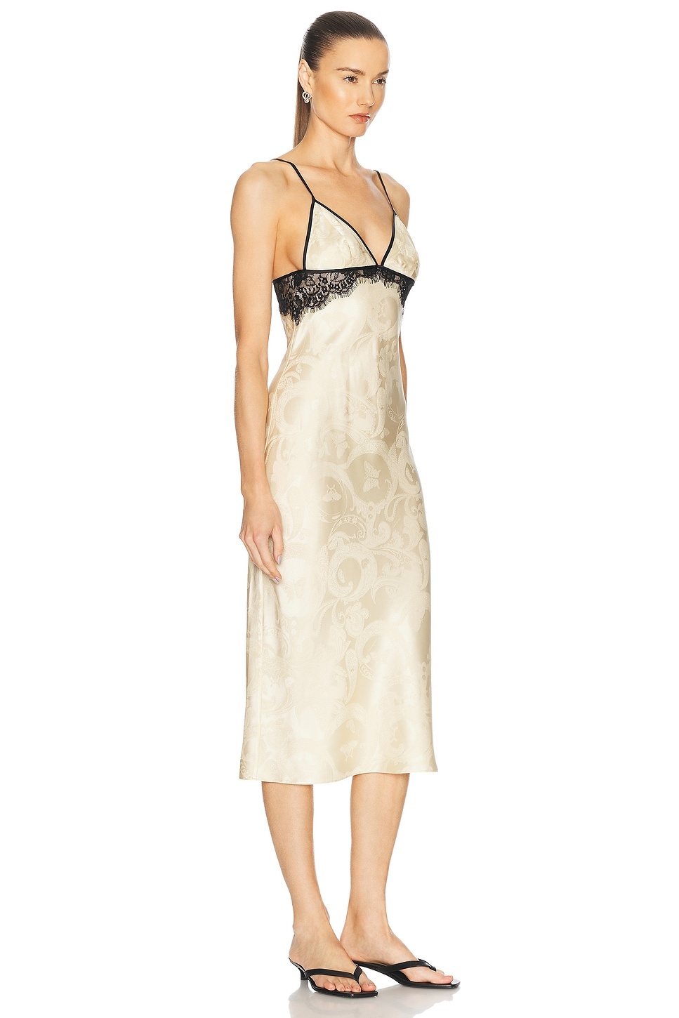 Paisley Jacquard And Lace Triangle Slip Dress - 2
