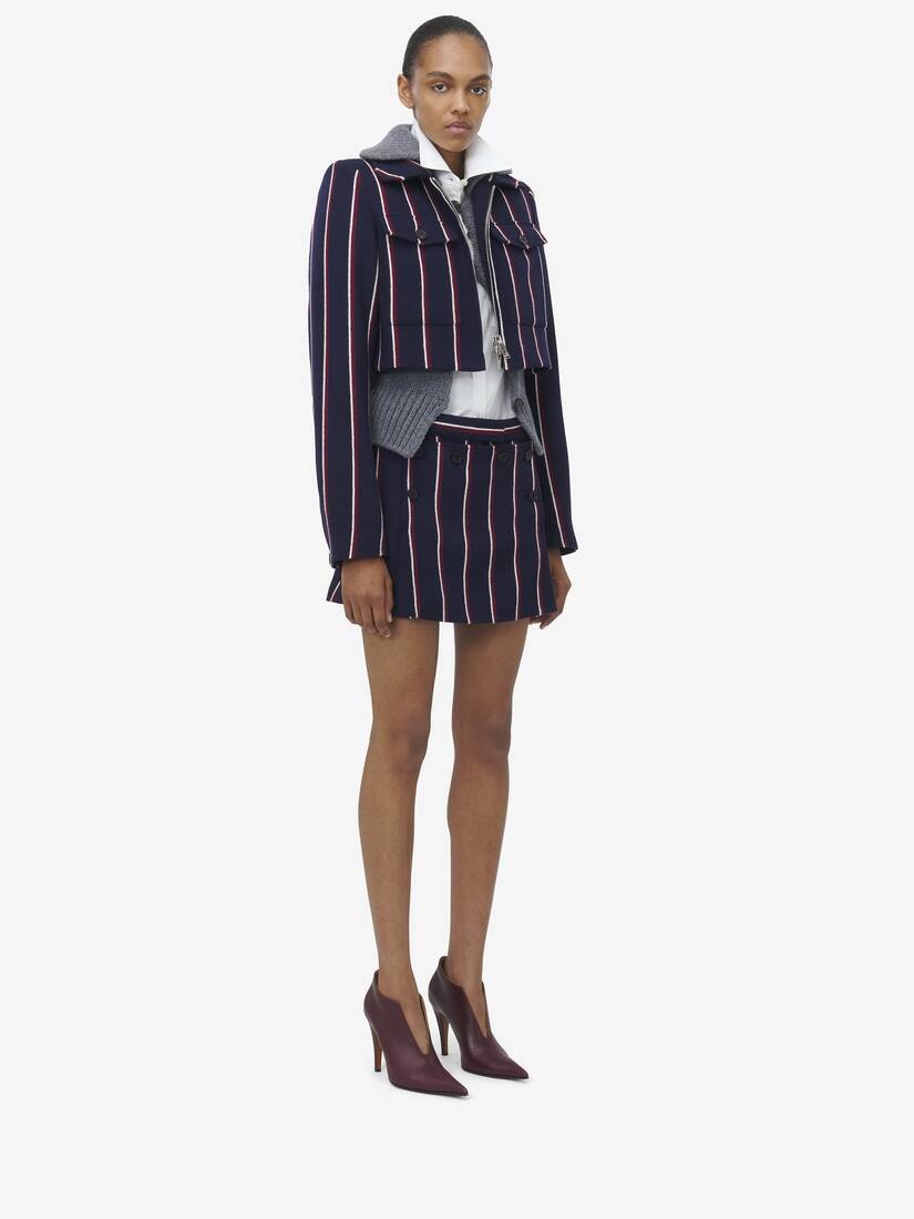 College Stripe Cropped Jacket - 4