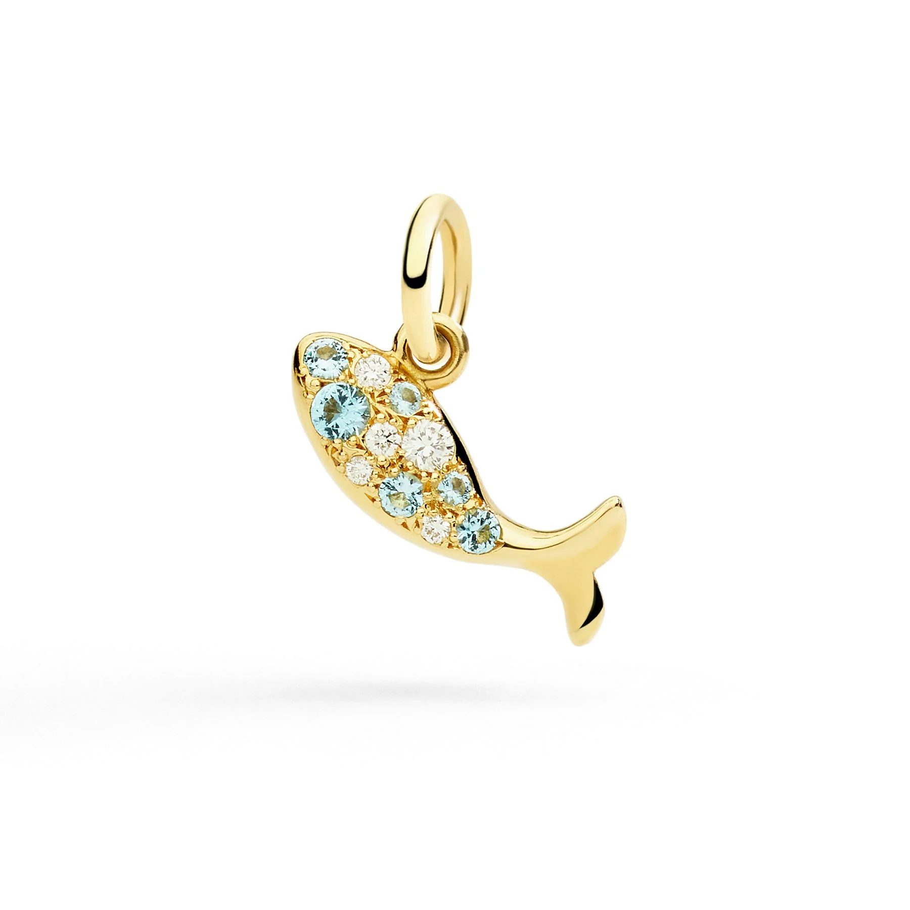 YELLOW GOLD FISH CHARM, TOPAZES & DIAMONDS - 1