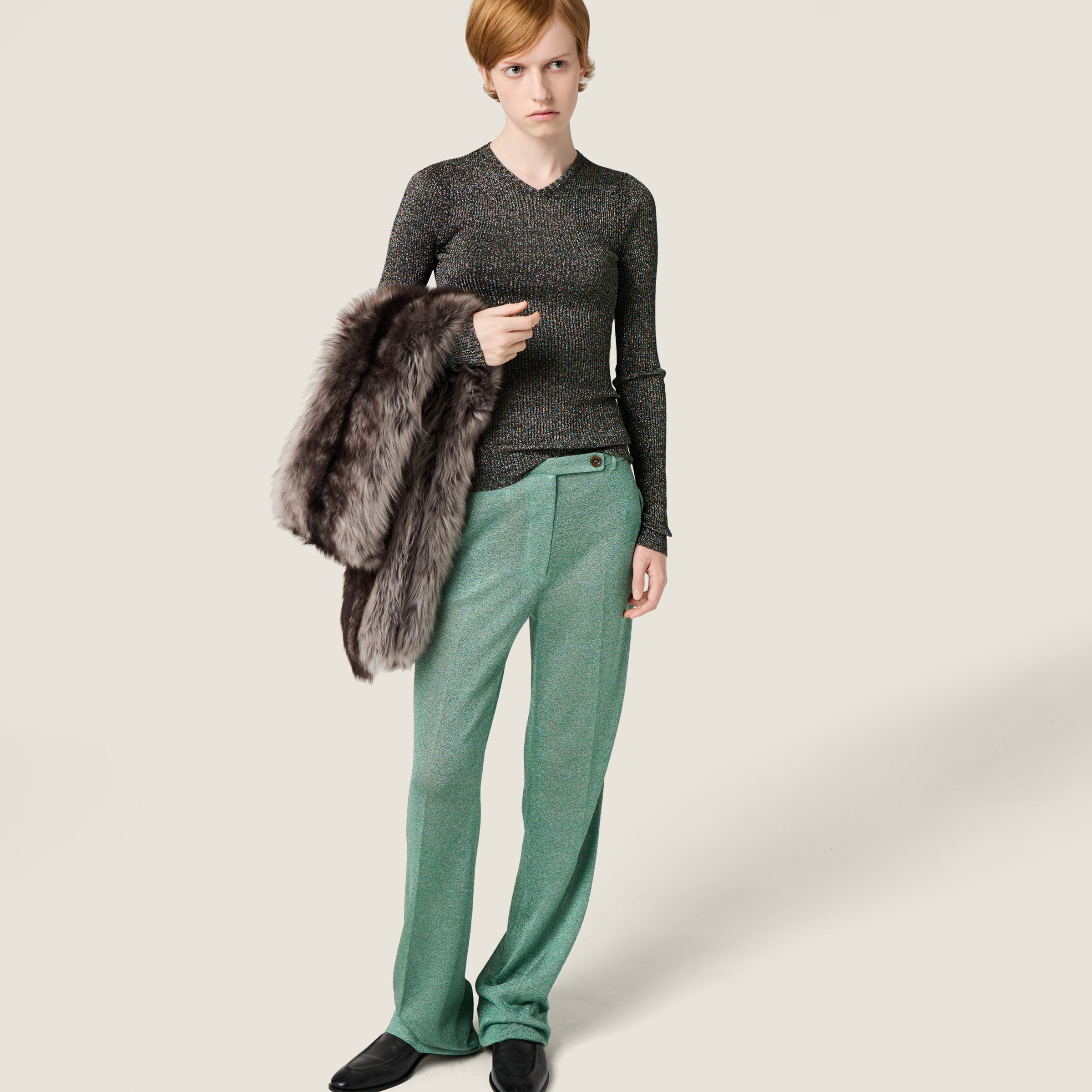 Lurex V-neck sweater - 4