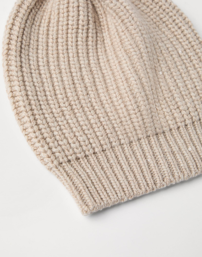 Brunello Cucinelli Cashmere and silk Diamond yarn knit beanie outlook