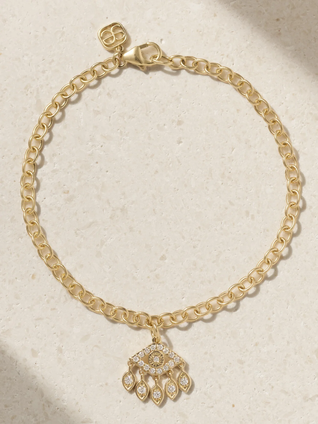 Small Evil Eye 14-karat Gold Diamond Bracelet - 1