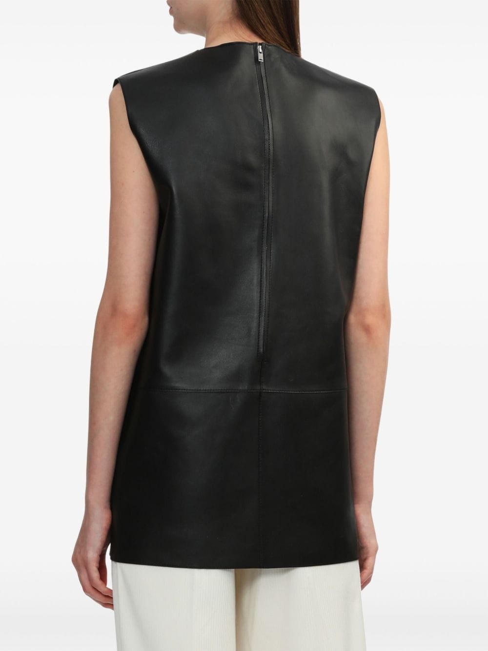 leather sleeveless top - 4