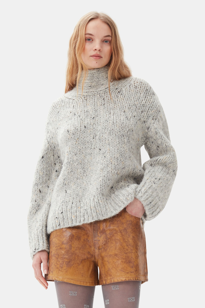 GANNI LIGHT GREY CHUNKY HANDKNIT SWEATER outlook