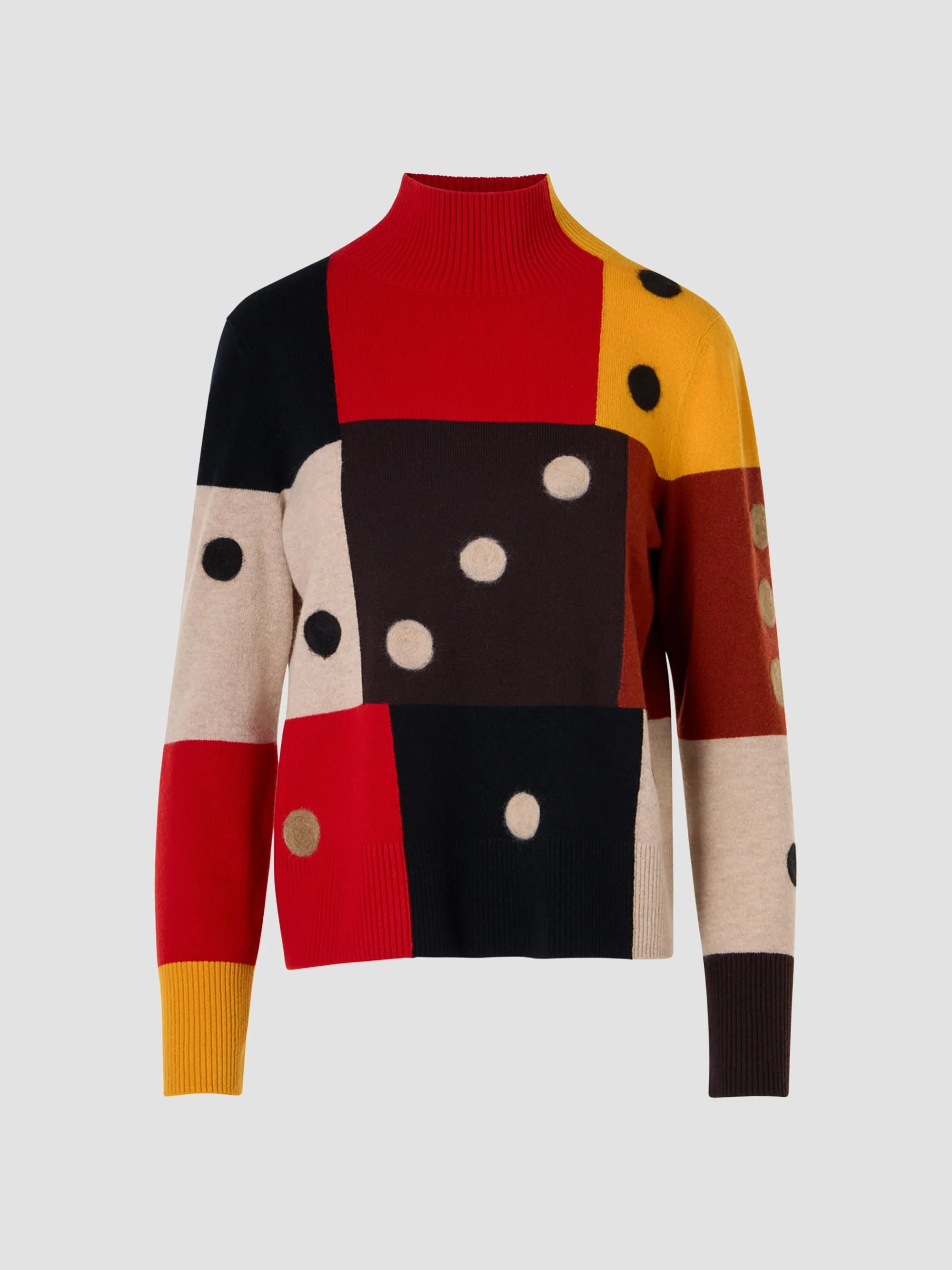 Women's Dice Intarsia Colorblock Wool-Cashmere Sweater - Multicolor - 1