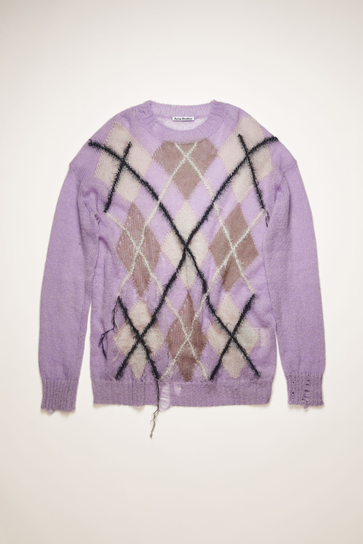 Distressed argyle sweater lilac/multi - 1