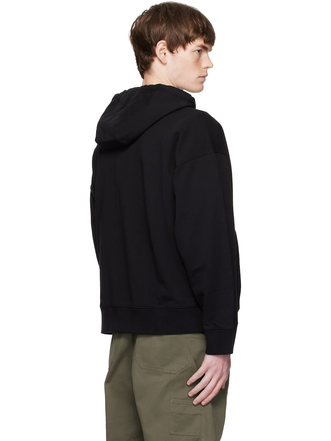 Black Bold Fox Head Patch Fullzip Oversize Hoodie - 3