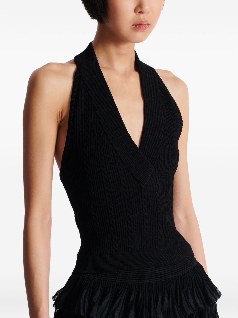 cable-knit halterneck top - 7