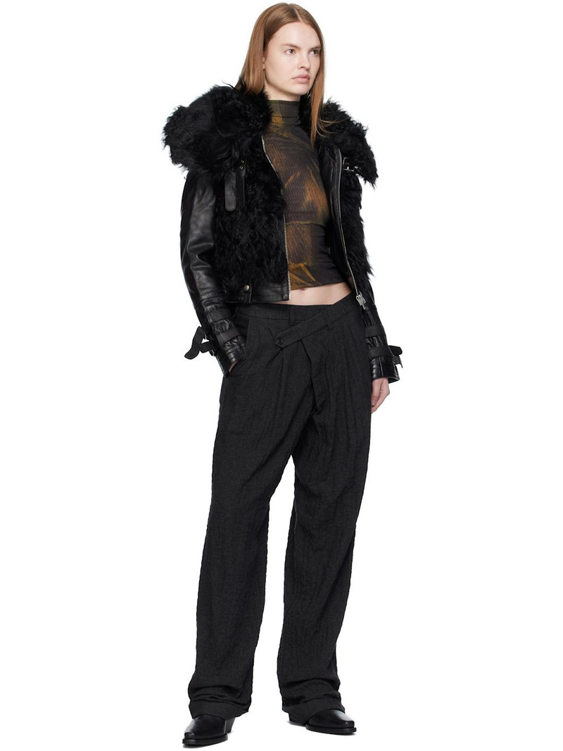 R13 Black Furry Shrunken Shearling Jacket outlook