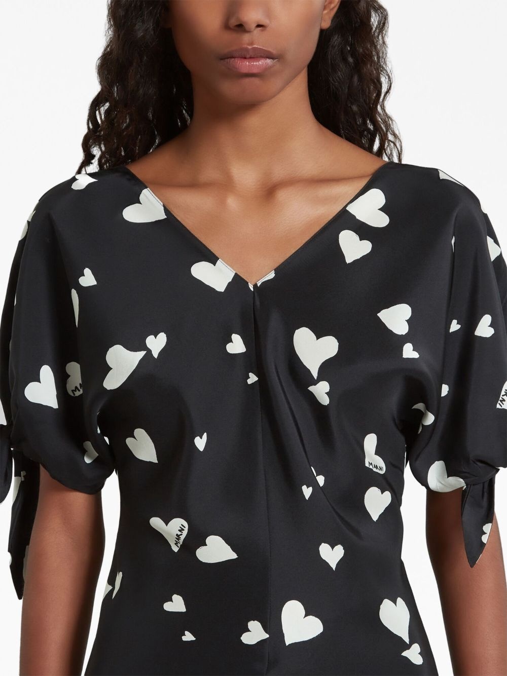 heart-print silk blouse - 5