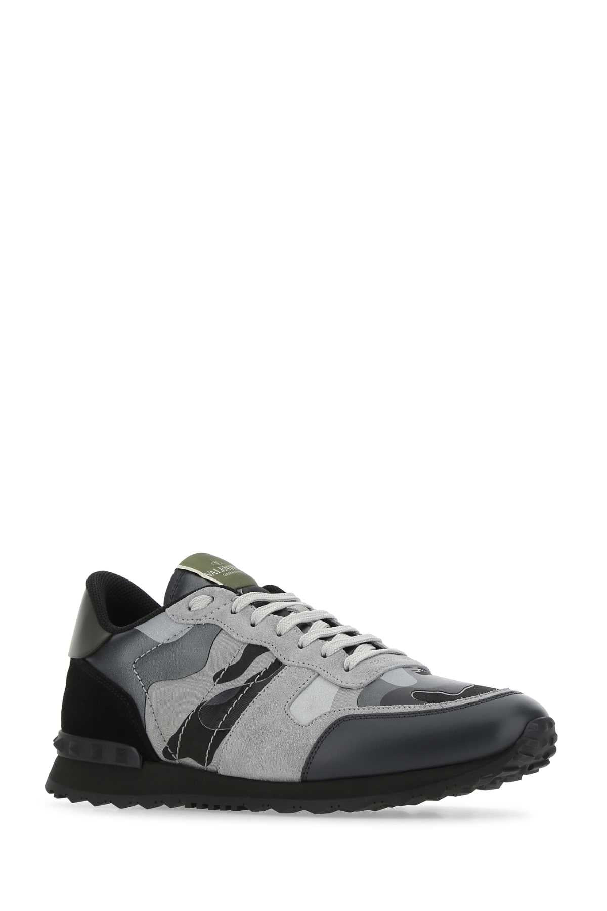 Valentino Garavani Men Multicolor Fabric And Nappa Leather Rockrunner Camouflage Sneakers - 2
