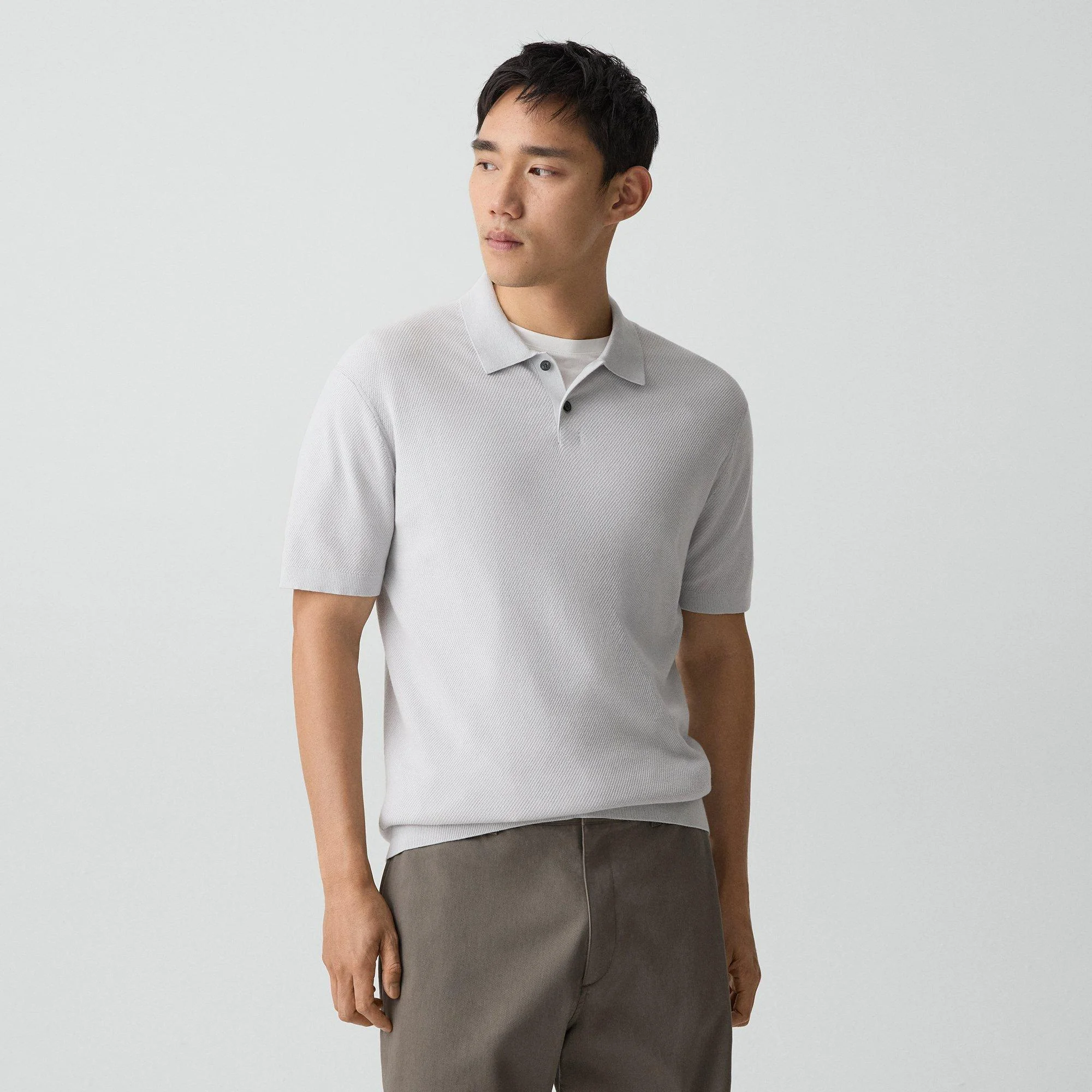 Goris Textured Polo Shirt in Light Bilen - 1
