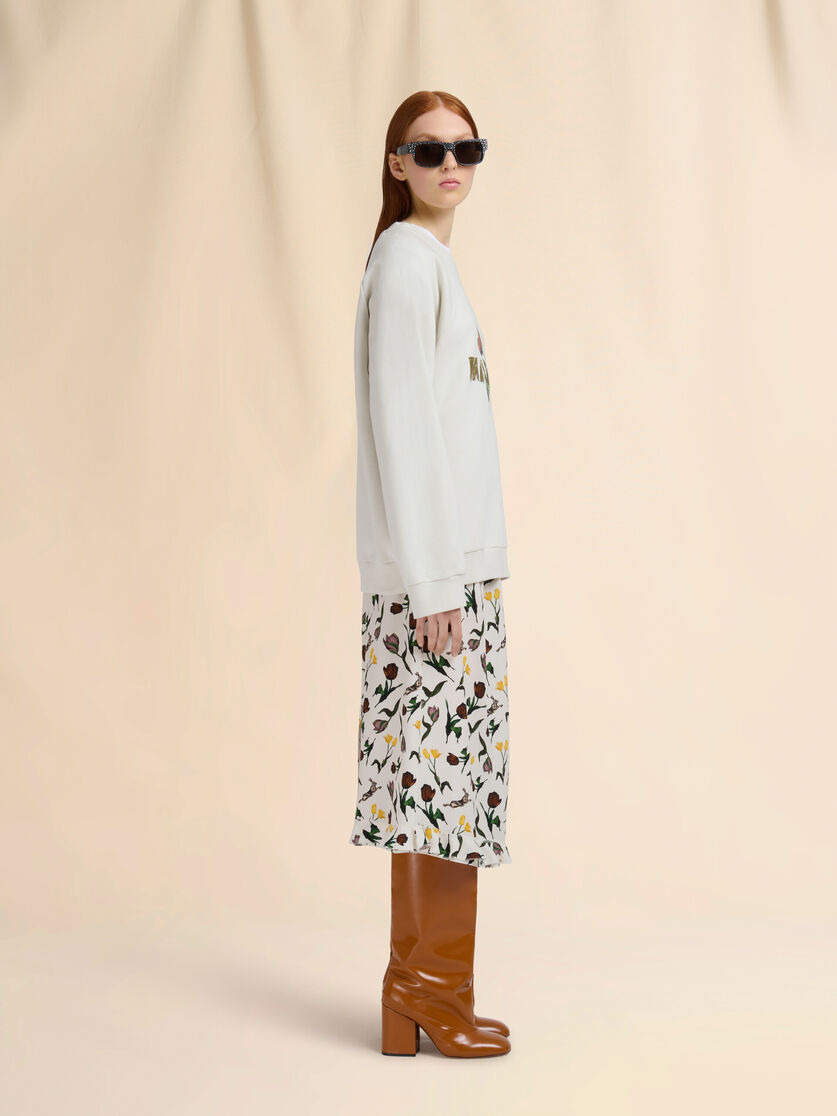 WHITE COTTON T-SHIRT WITH TULIP PRINT - 5