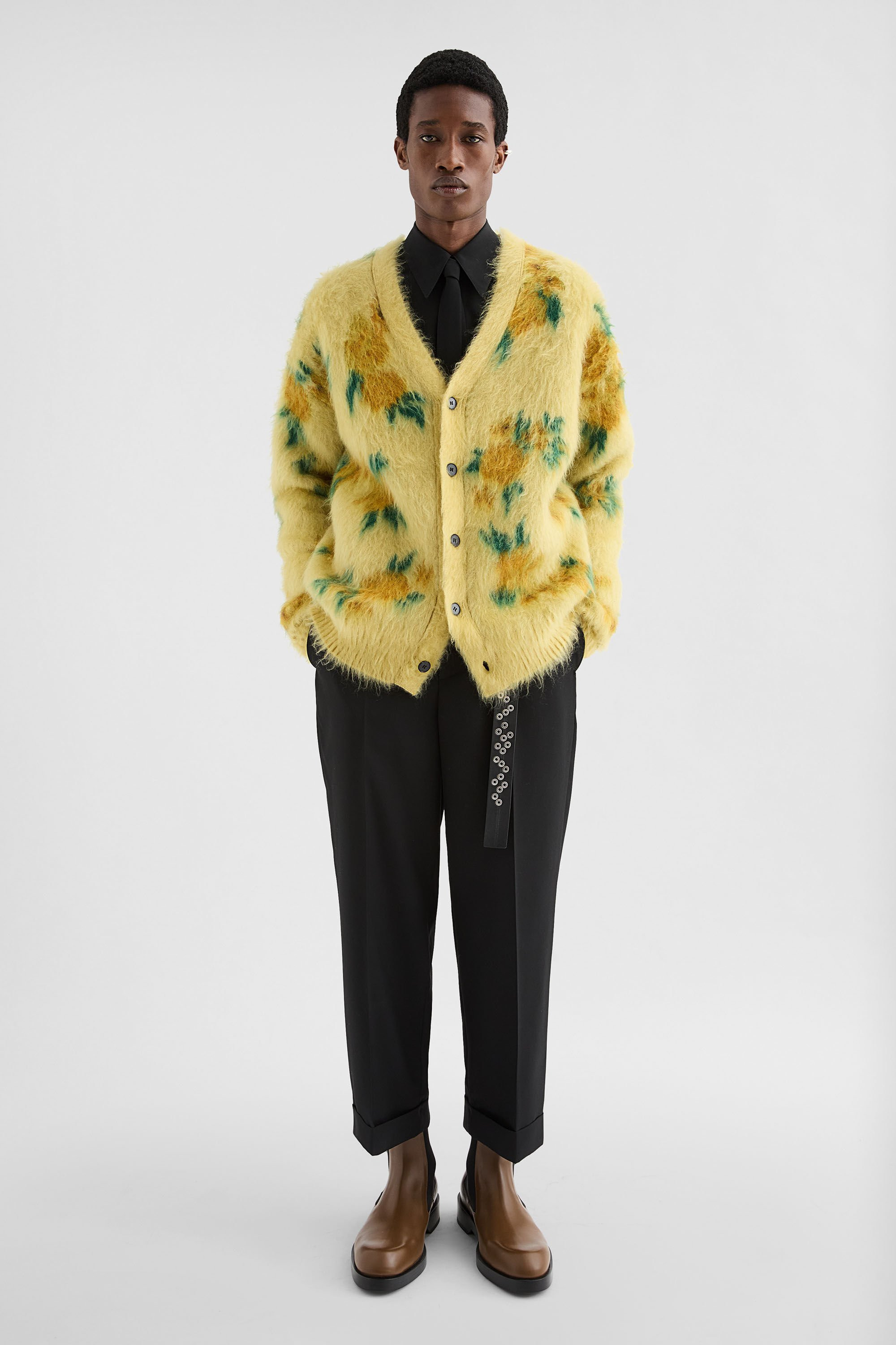 Wool Blend V-Neck Cardigan - 4