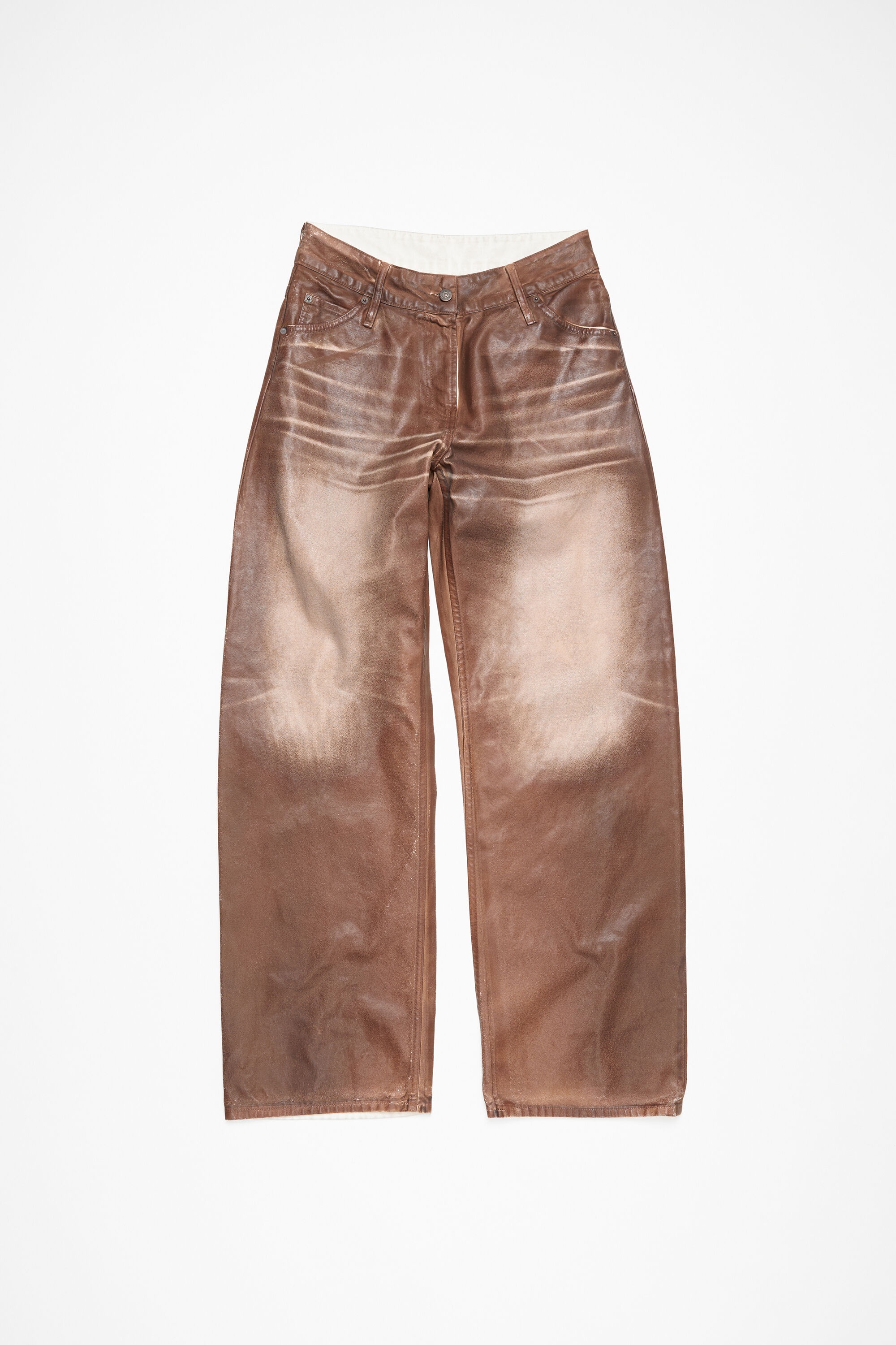 Relaxed fit waxed jeans - Caramel/white - 1