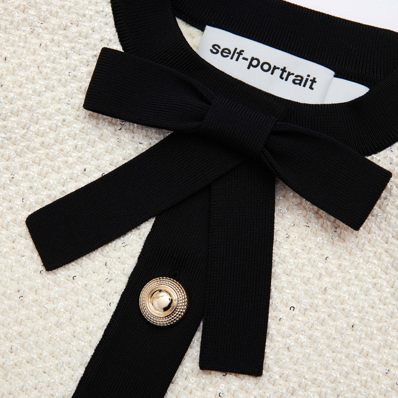 Cream Sequin Pussy Bow Cardigan 5