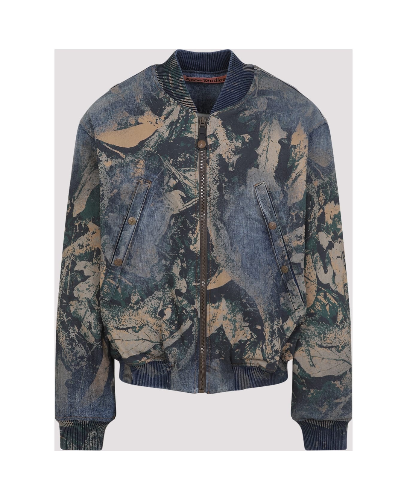 Denim Bomb Jacket With Camo Details - 3