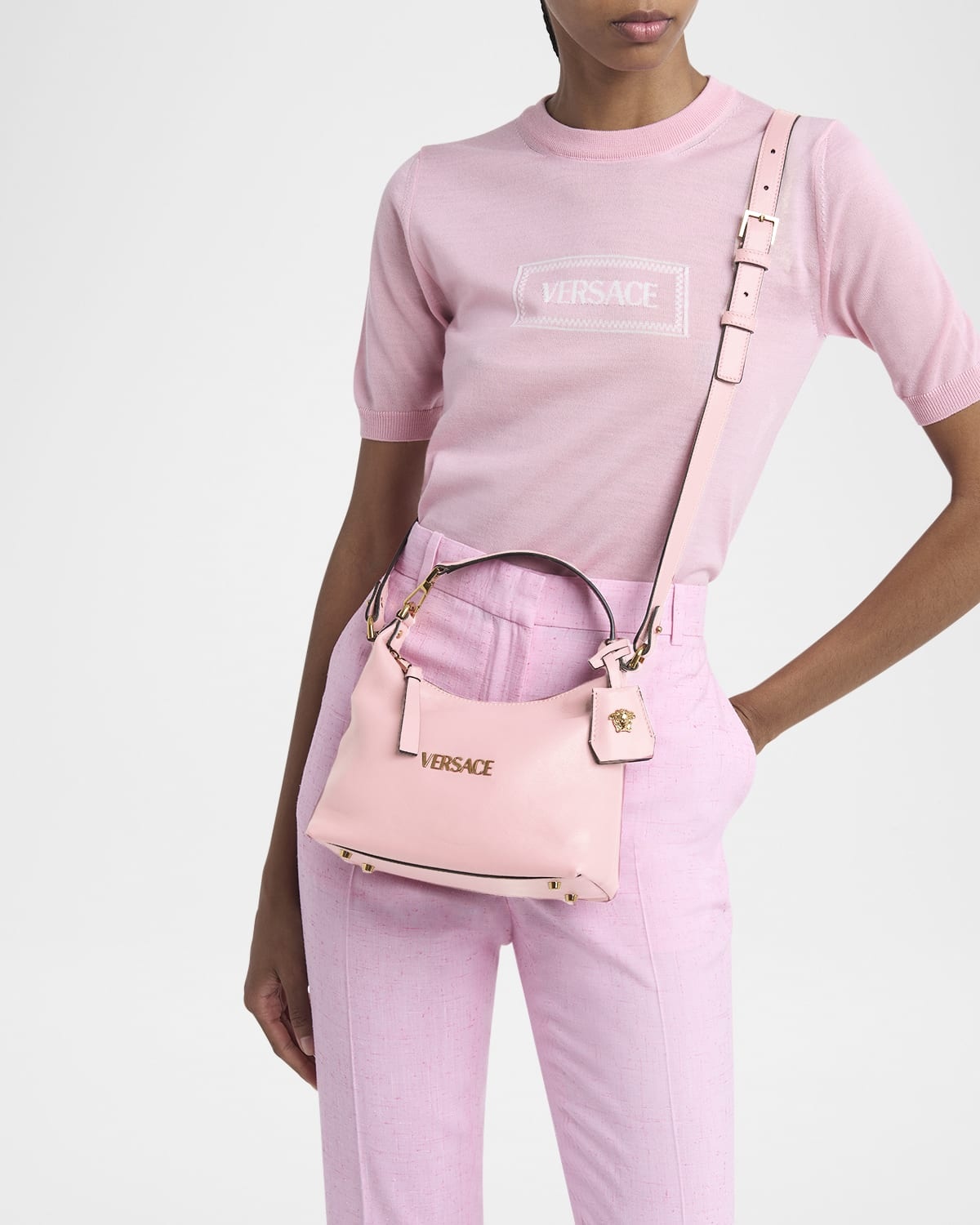 Versace Tag Zip Leather Crossbody Bag - 2