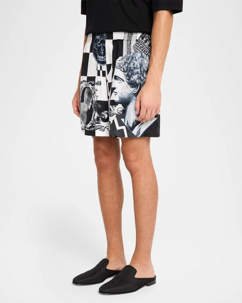 Medusa Collage Silk Twill Shorts 4