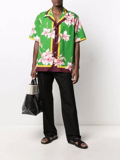 Valentino lily print short-sleeve bowling shirt outlook