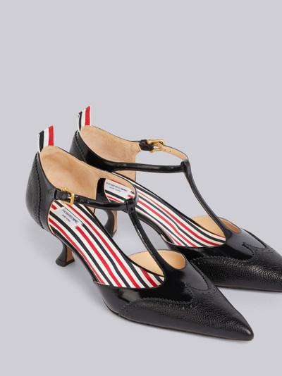 Thom Browne Black Pebbled Brogued T-Bar Curved Heel outlook