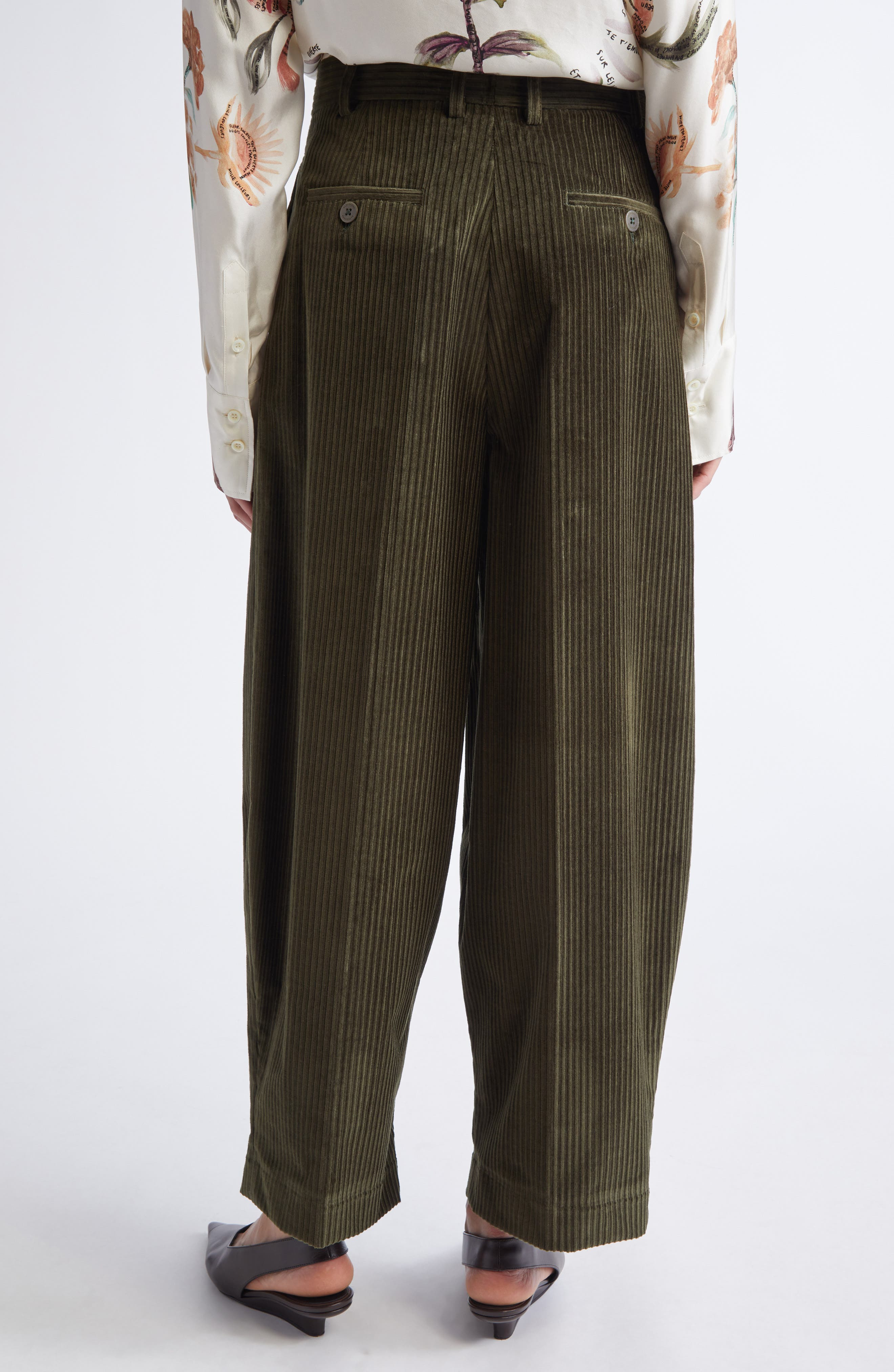 Altuzarra Dash Pleated Barrel Leg Crop Pants in Dark Forest at Nordstrom - 3