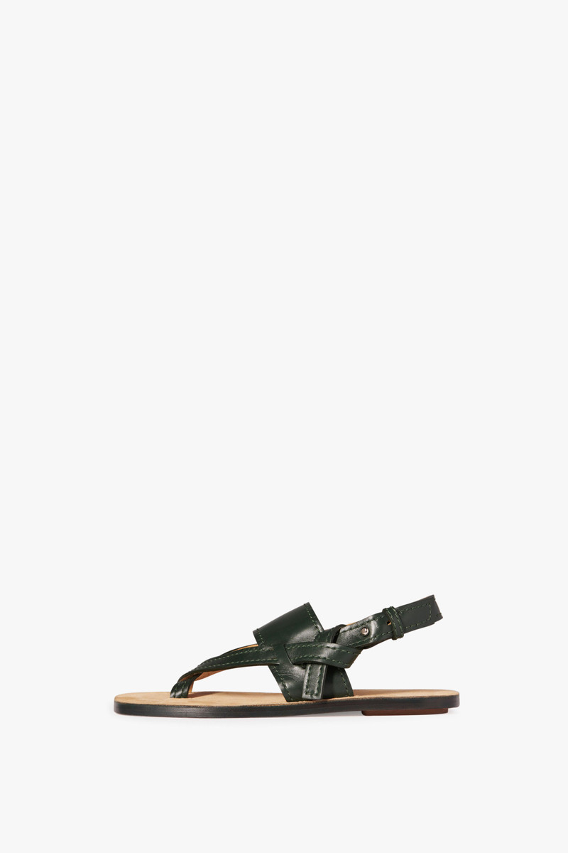 Eve Flat Sandal in Bottle Green 1