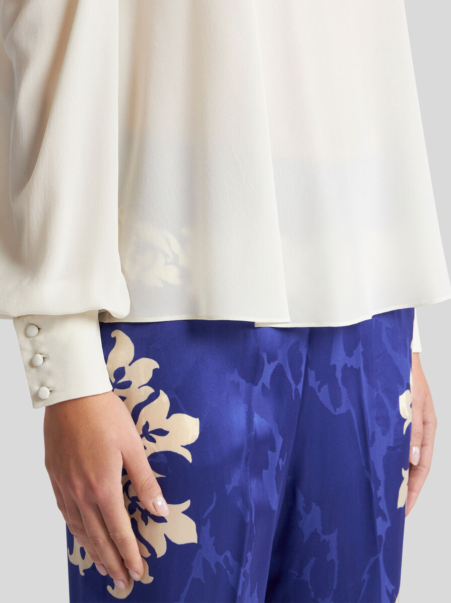 SILK TOP WITH OPEN SHOULDERS AND RUFFLES - 3