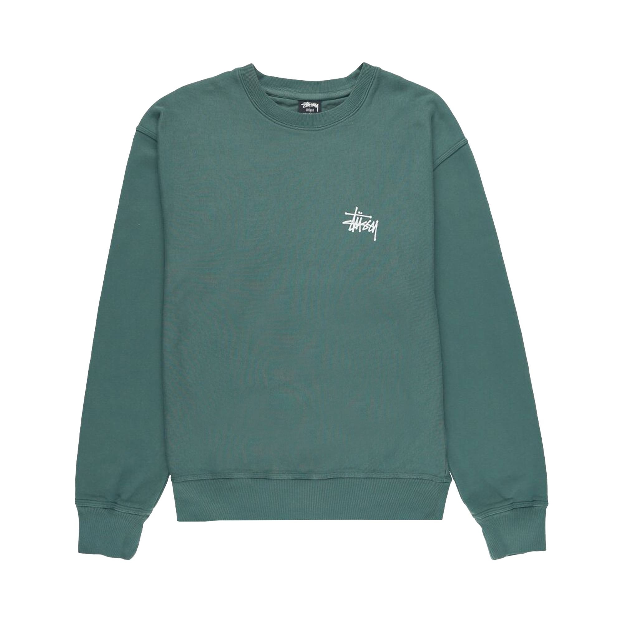 Stussy Basic Pigment Dyed Crewneck T-Shirt 'Forest' - 1