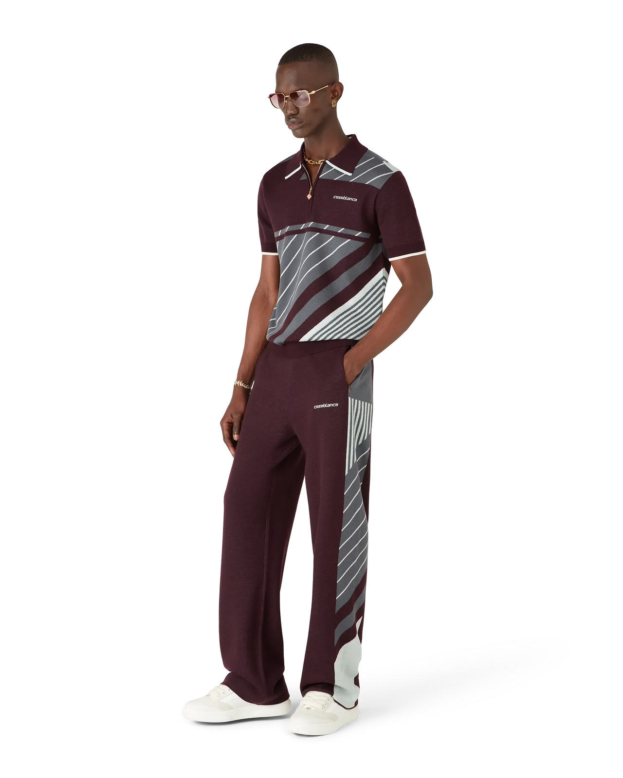 Merino Diagonal Tennis Polo | Casablanca Paris - 2